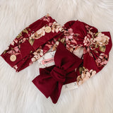 BURGUNDY FLORAL BIG BOW