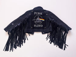 Pink Flyod Black Tassel Denim Jacket - Small