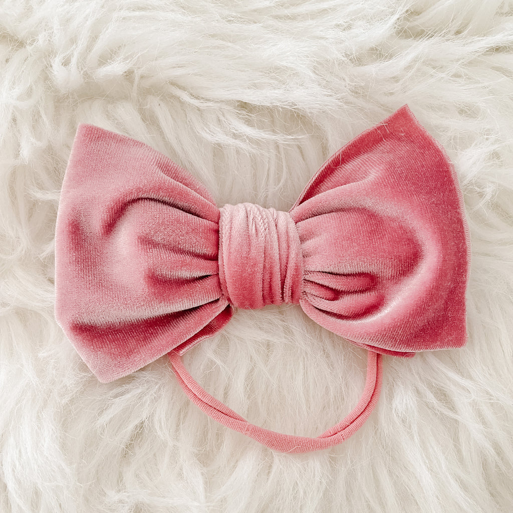 Pink Ice Crushed Velvet with Bow