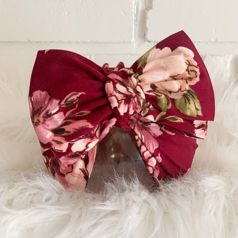 BURGUNDY FLORAL BIG BOW