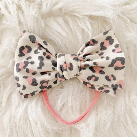 Blush Leopard Bow