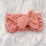 VINTAGE PINK RUFFLE KNOT BOW